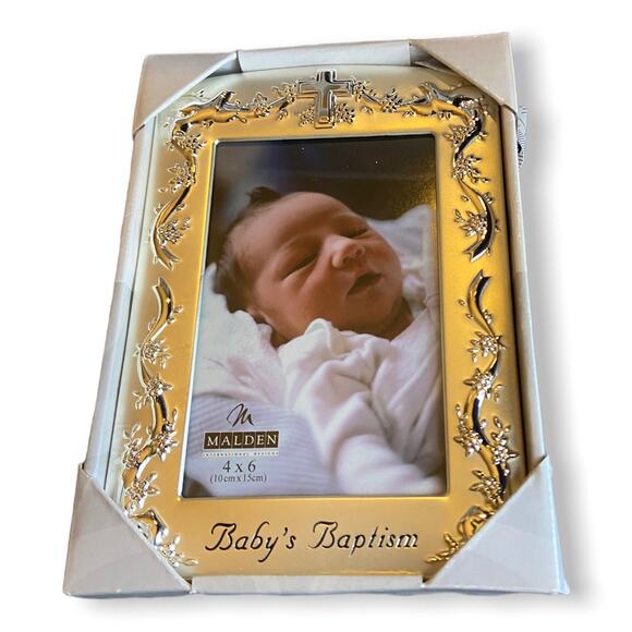 Malden Frame Silver Tone Baby's Baptism 4" x 6" NEW NIB - Picture 3 of 4